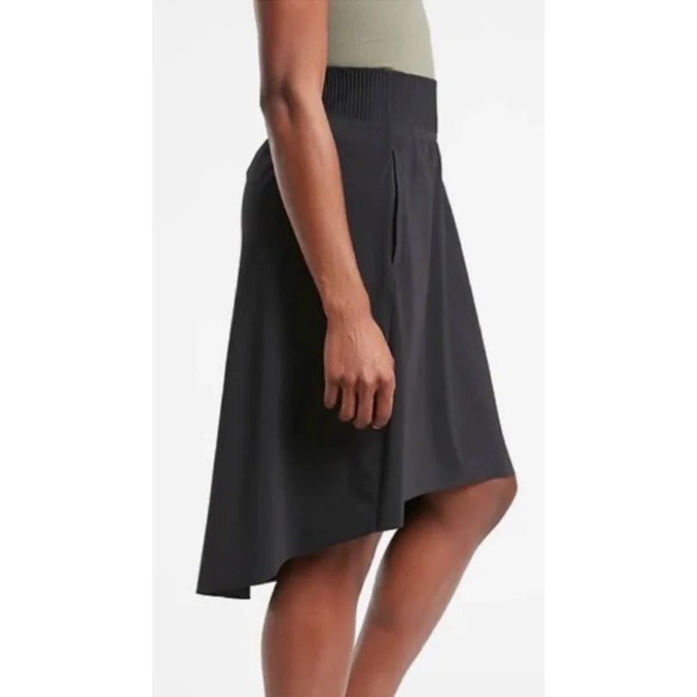 Athleta Cosmic Skirt Black High Low Hem Ribbed Waist Pockets Womens Activewear